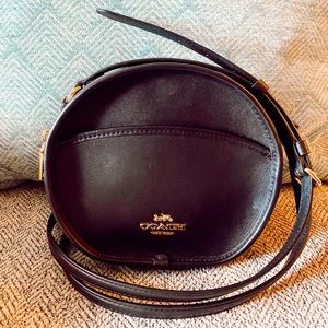 Black Coach Circle Cross Body Canteen Bag.
